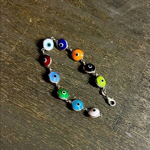 Colorful‎ Evil Eye 925 Silver Bracelet 6 3/4 inches